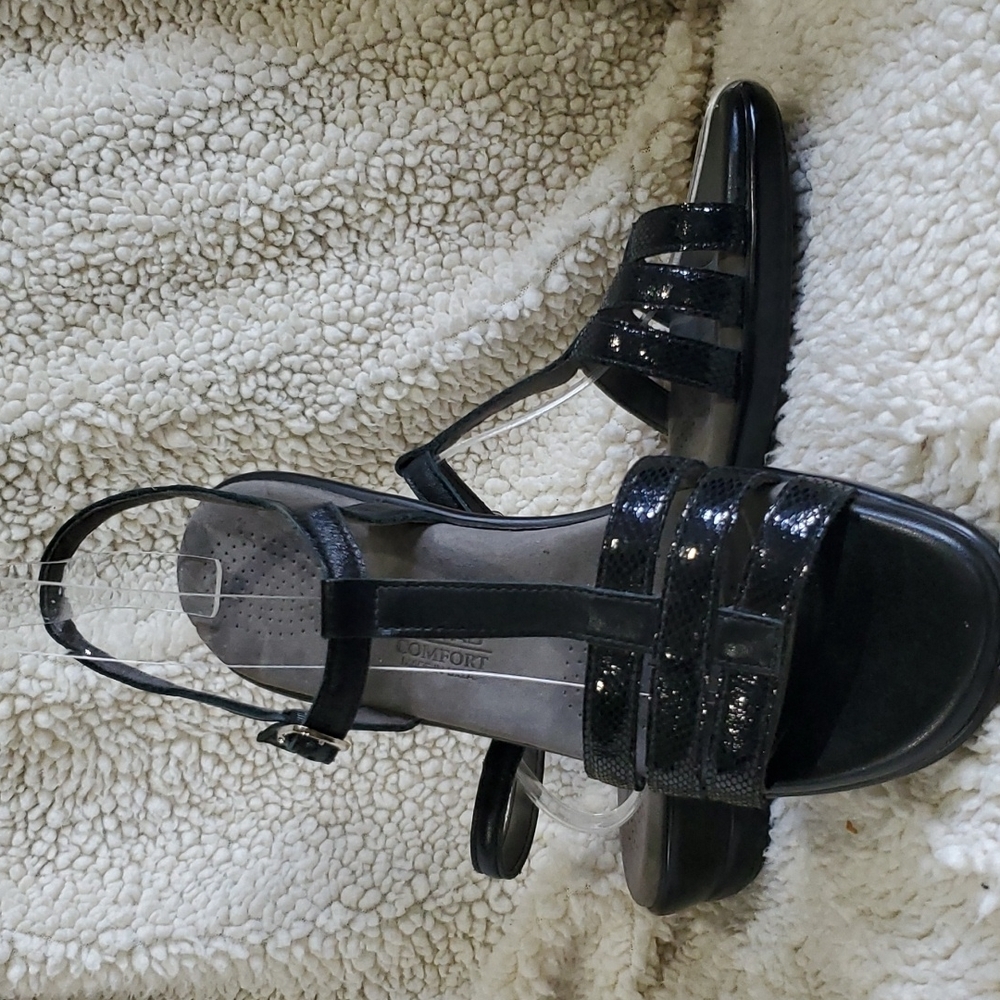 SAS Black Strappy Sandals